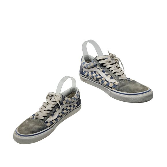 Vans Blue White Suede Checkered Old Skool Sneakers Sz 9.5‎ Mens 11 Womens Skater - Picture 13 of 13